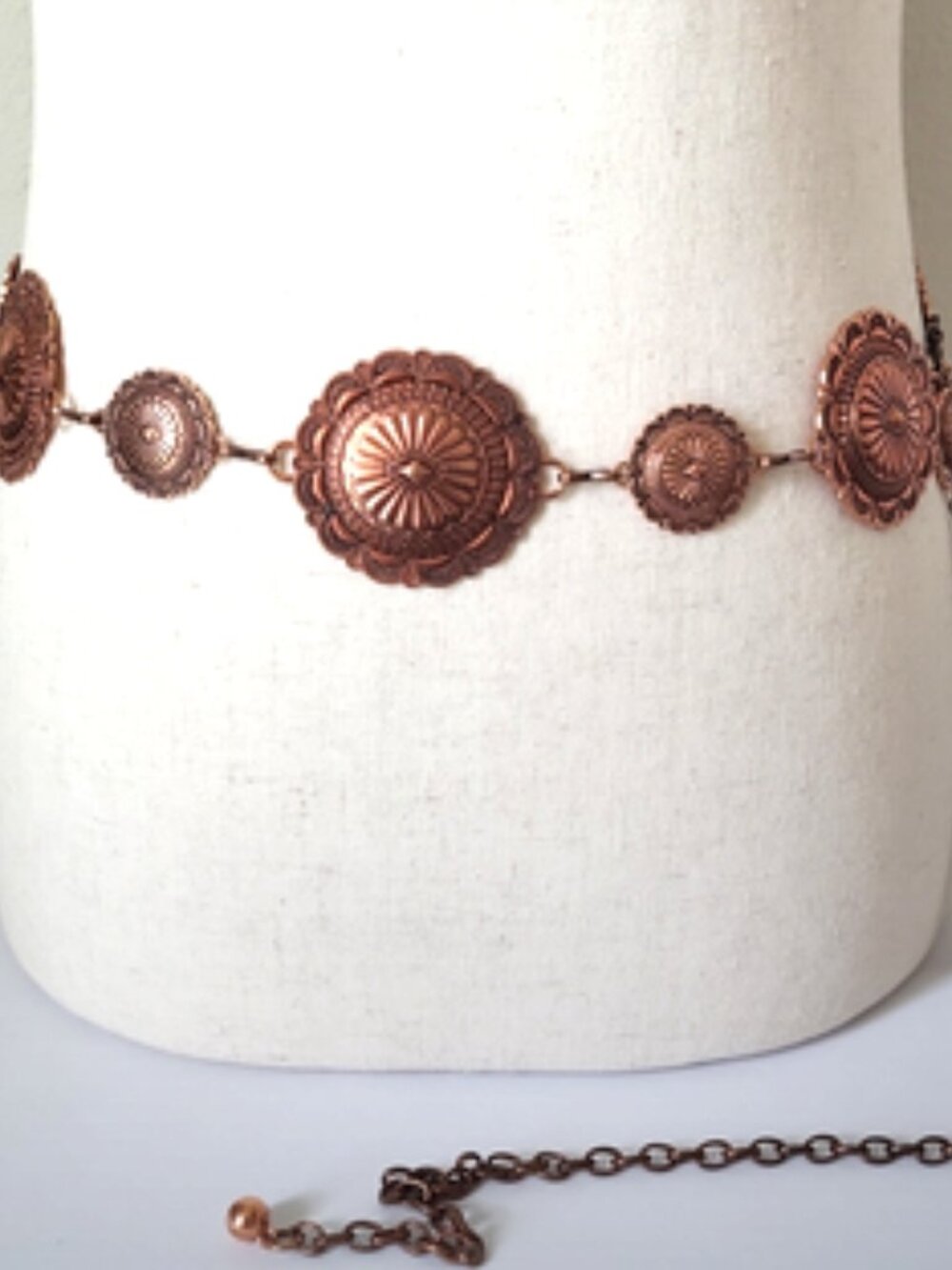 Women's Chain Belt Copper-Tone Floral Medallion Concho Chain Belt